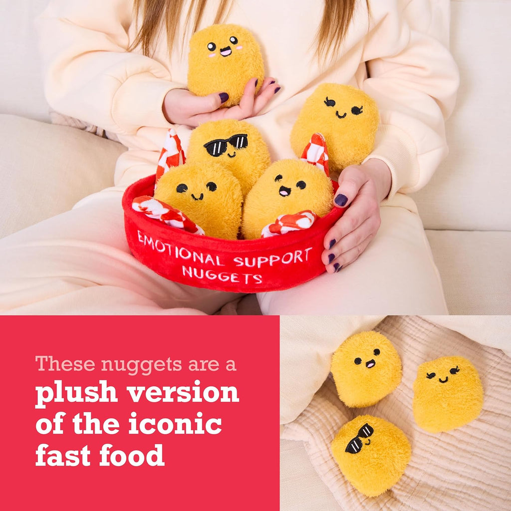 Relatable Emotional Support Chicken Nuggets - Cuddly Plush Toys for All Ages | Set of 5 with Basket