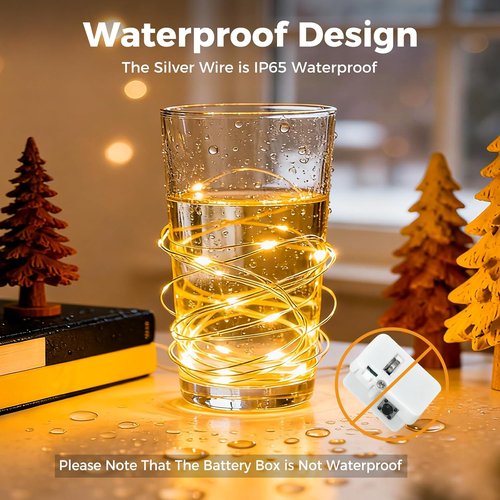 Litogo 24 Pack 7FT LED Fairy Lights - Battery Operated Twinkle String Lights | Waterproof Silver Wire for Weddings & Parties - Warm White