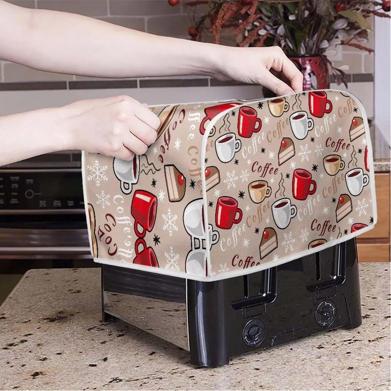 Pzuqiu Coffee Cake Print Kitchen Toaster Cover Dustproof Fingerprint Protection Bread Maker Broiler Accessories Anti-sputterinf Greasy Protection Women Gift