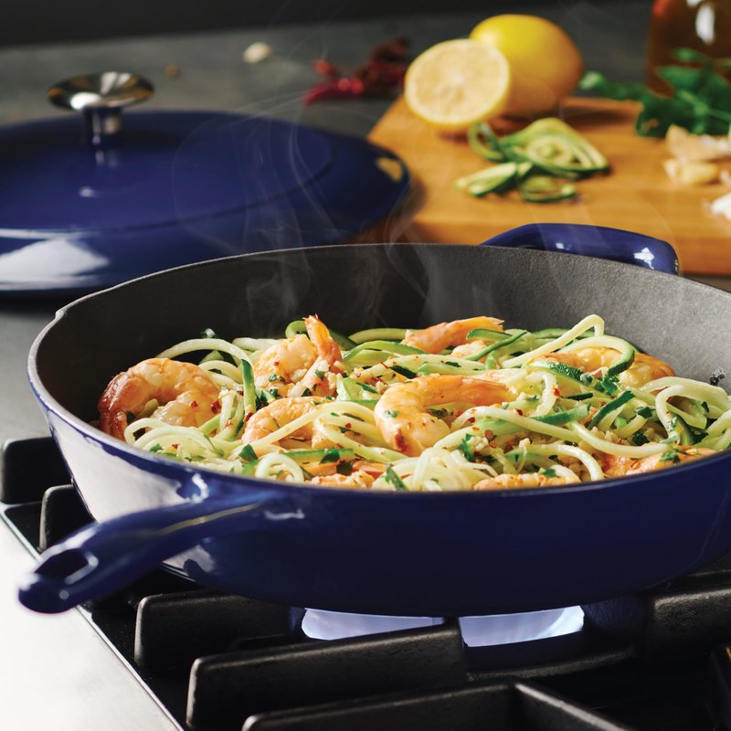 Tramontina Bestow Enameled Cast Iron Skillet with Lid, 12-inch Frying Pan, Sunrise