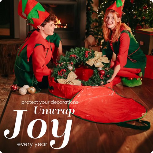 Handy Laundry Christmas Wreath Storage Bag - Durable Tarp Material with Zipper & Sturdy Handle | 36” Dust & Pest Protection