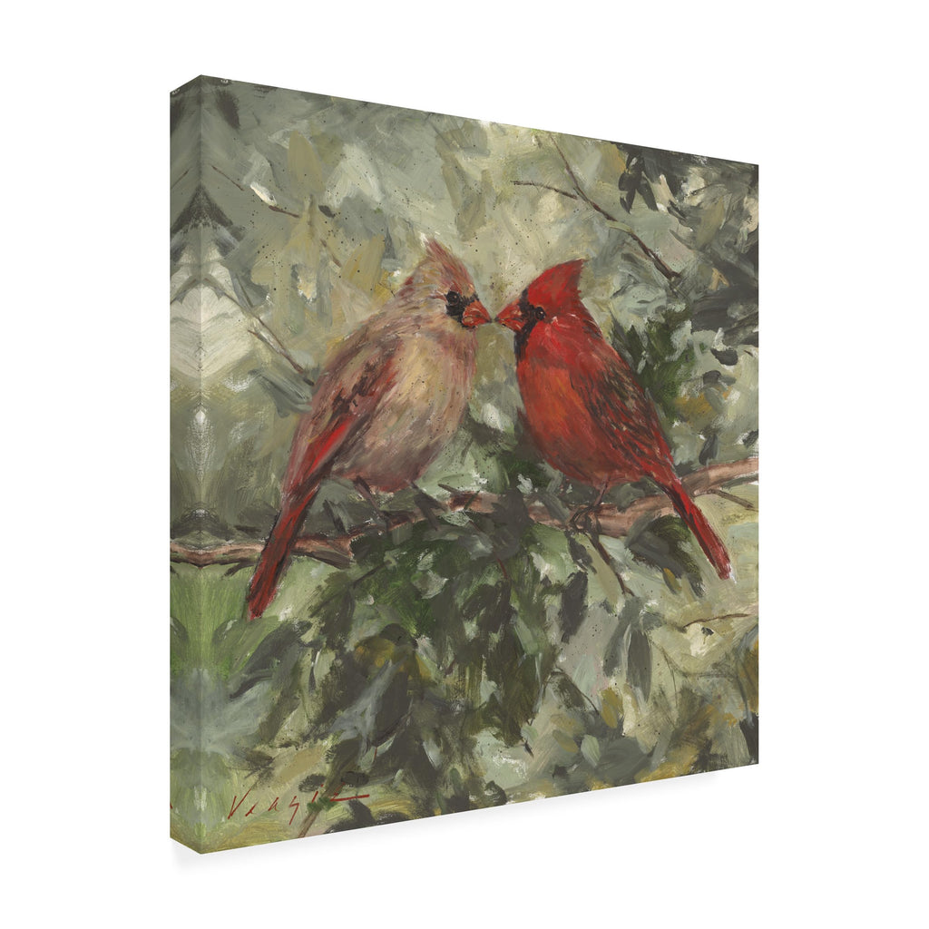 Kissing Cardinals by Mary Miller Veazie, 35x35-Inch