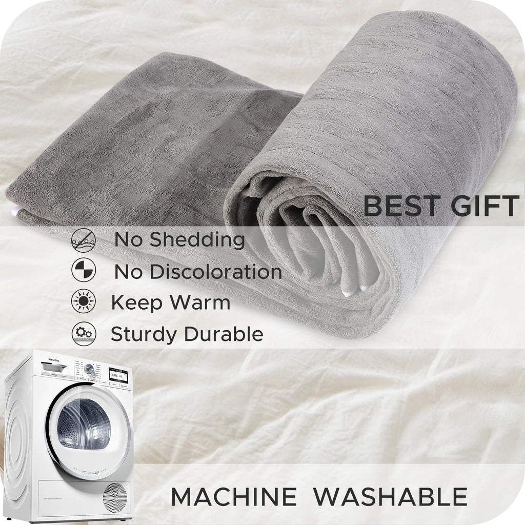 Heated Mattress Pad Queen Size 60"x80", 5 Heating Levels Dual Control with 10 Hours Auto-Off, Cozy Coral Fleece, Warming Bed and Fast Heating, Grey