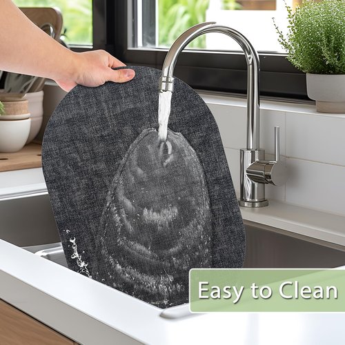 BARTHKIT Placemats Set of 12 Washable, Heat Resistant Table Placemats Wipeable Faux Leather Oval Place Mats Non Slip, Waterproof Oval Table Mats for Indoor Outdoor, Charcoal