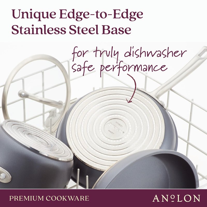 Anolon Accolade Forged Hard Anodized Nonstick Square Grill Pan/Griddle with Spouts, 11 Inch - Moonstone Gray