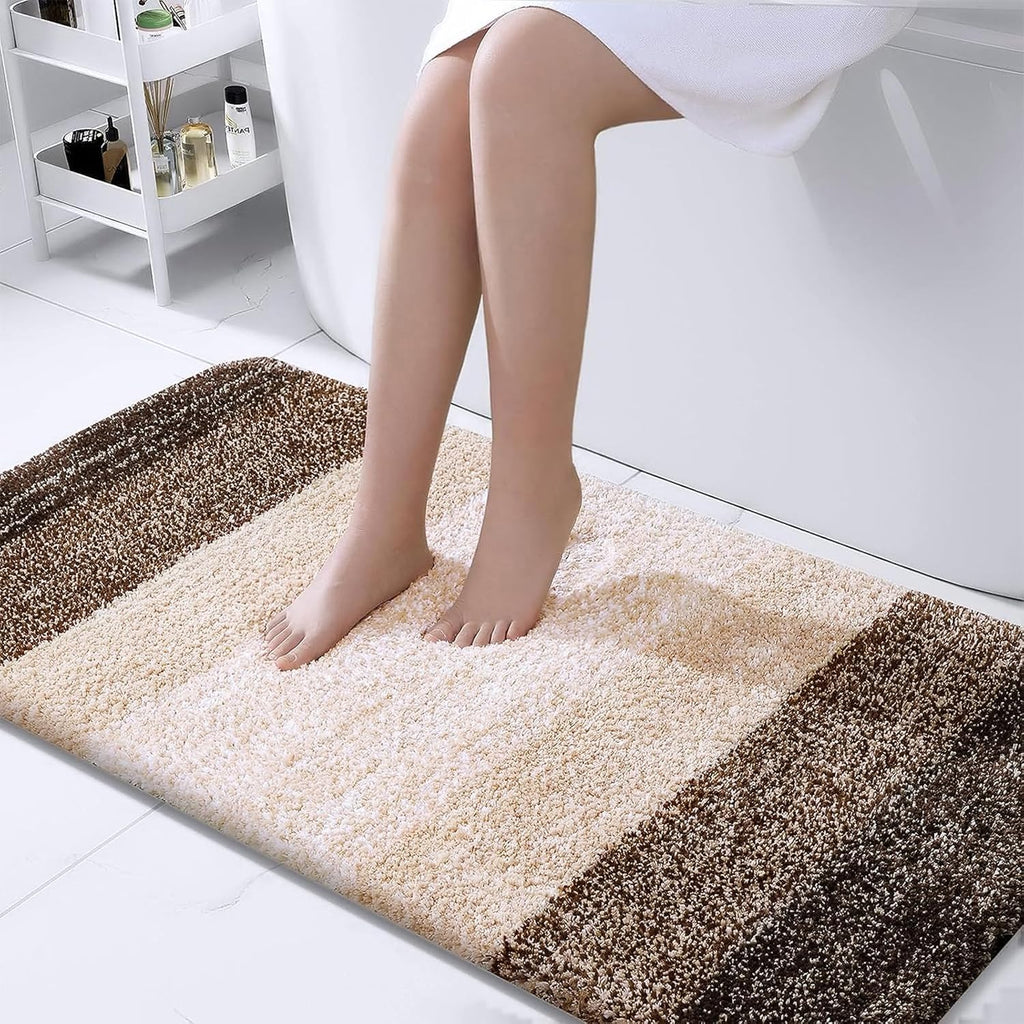 OLANLY Large Bathroom Rugs - Extra Soft Microfiber Mat 40x24 | Quick Dry, Washable, Rubber Backing, Light Brown