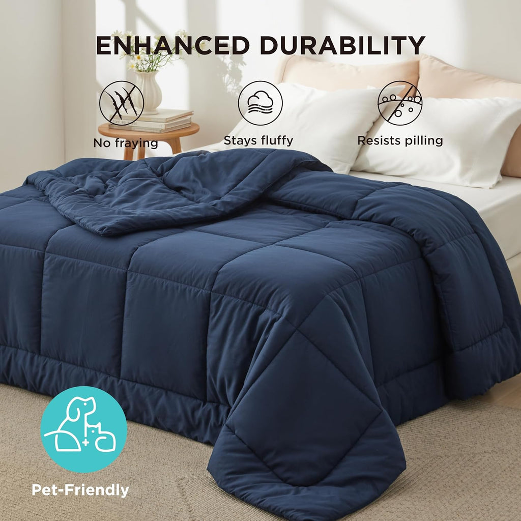 Bedsure Comforter Duvet Insert - Quilted All-Season Down Alternative Bedding, Navy Blue, Queen 88 x 88 Inches