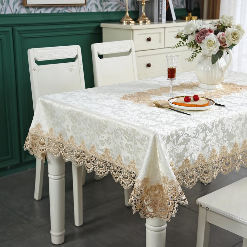ZHUIDUSI Lace Tablecloth Farmhouse Square Picnic Table Cover Spring Antique Flower Decor Macrame Brown Outdoor Table Cloth for Outdoor Coffee Rustic Kitchen Party Birthday Picnic