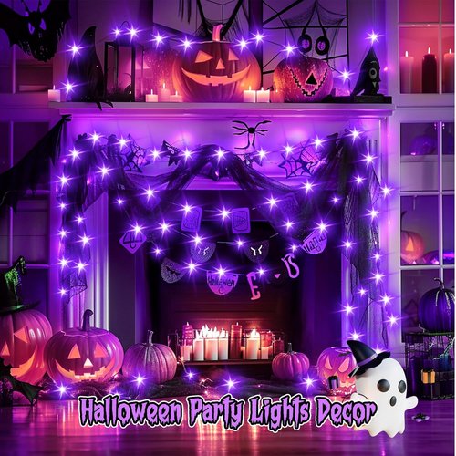 Minetom 6 Pack Purple Fairy Lights - 7ft Battery Operated Waterproof LED String Lights for Halloween Decor