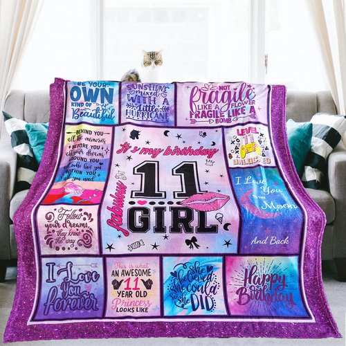 Lviliss Gifts for 11 Year Old Girl Blanket, 11 Year Old Girl Birthday Gift Ideas, 11th Birthday Gifts for Girls, 11th Birthday Decorations for Girls Throw Blanket 50”x60”