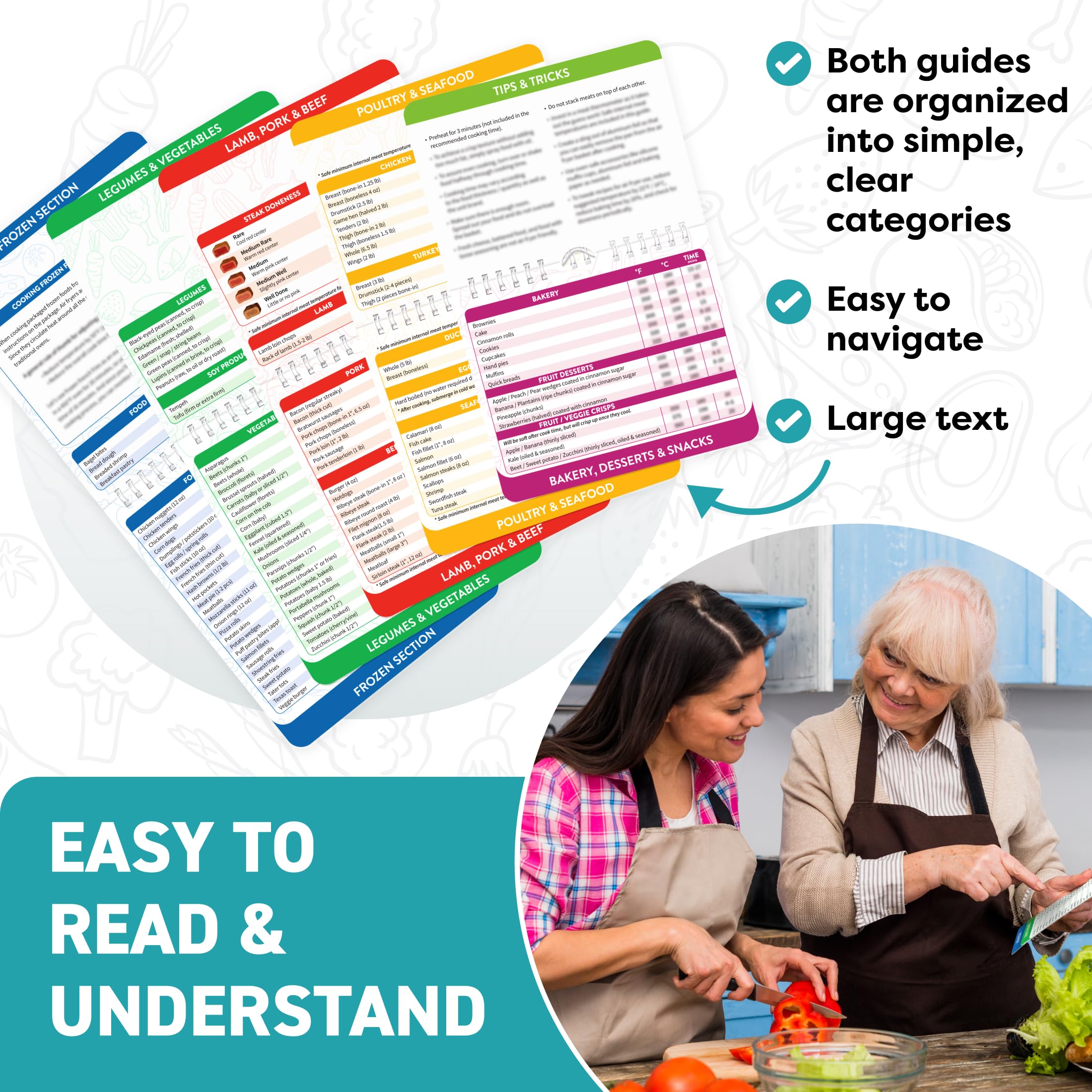 Air Fryer & Instant Pot Magnetic Cooking Guides - 7" x 6" Each - Set of 2 Instant Pot Air Fryer Accessories Cook Books - Airfryer Kitchen Accessories & Kitchen Gadgets 2026