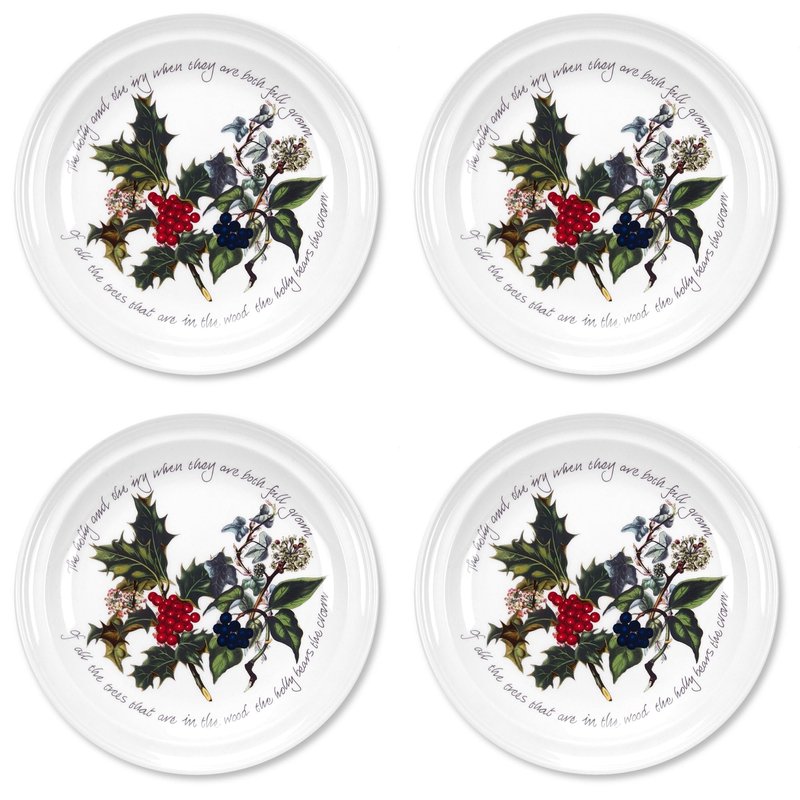 Portmeirion Holly and Ivy 10-inch Christmas Dinner Plates (Set of 4) - Festive Tableware, Beautiful Holly Motif - Microwave, Dishwasher, Freezer, Oven Safe - Holiday Dining & Seasonal Entertaining