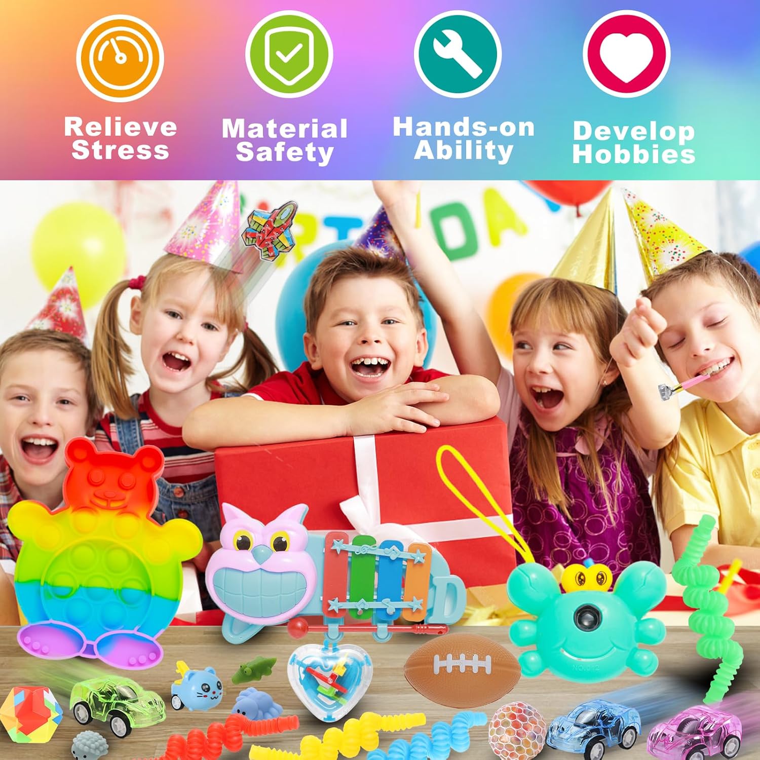 Skiennix 1000 Pcs Kids Party Favors - Fidget Toys Pack for Stress Relief & Classroom Prizes | Bulk Sensory Gifts