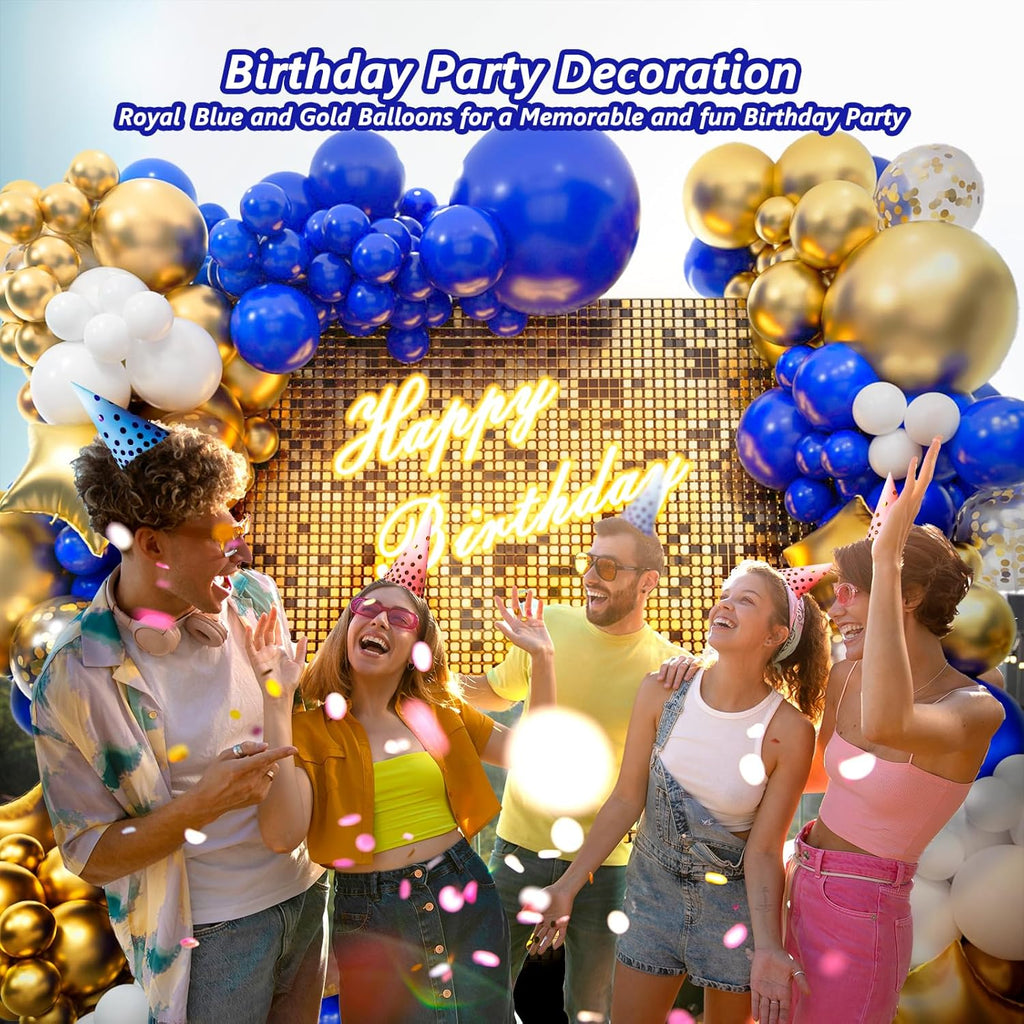 Royal Blue & Gold Balloon Arch Garland Kit by [Brand Name] - 187PCS for Baby Showers, Weddings & Parties