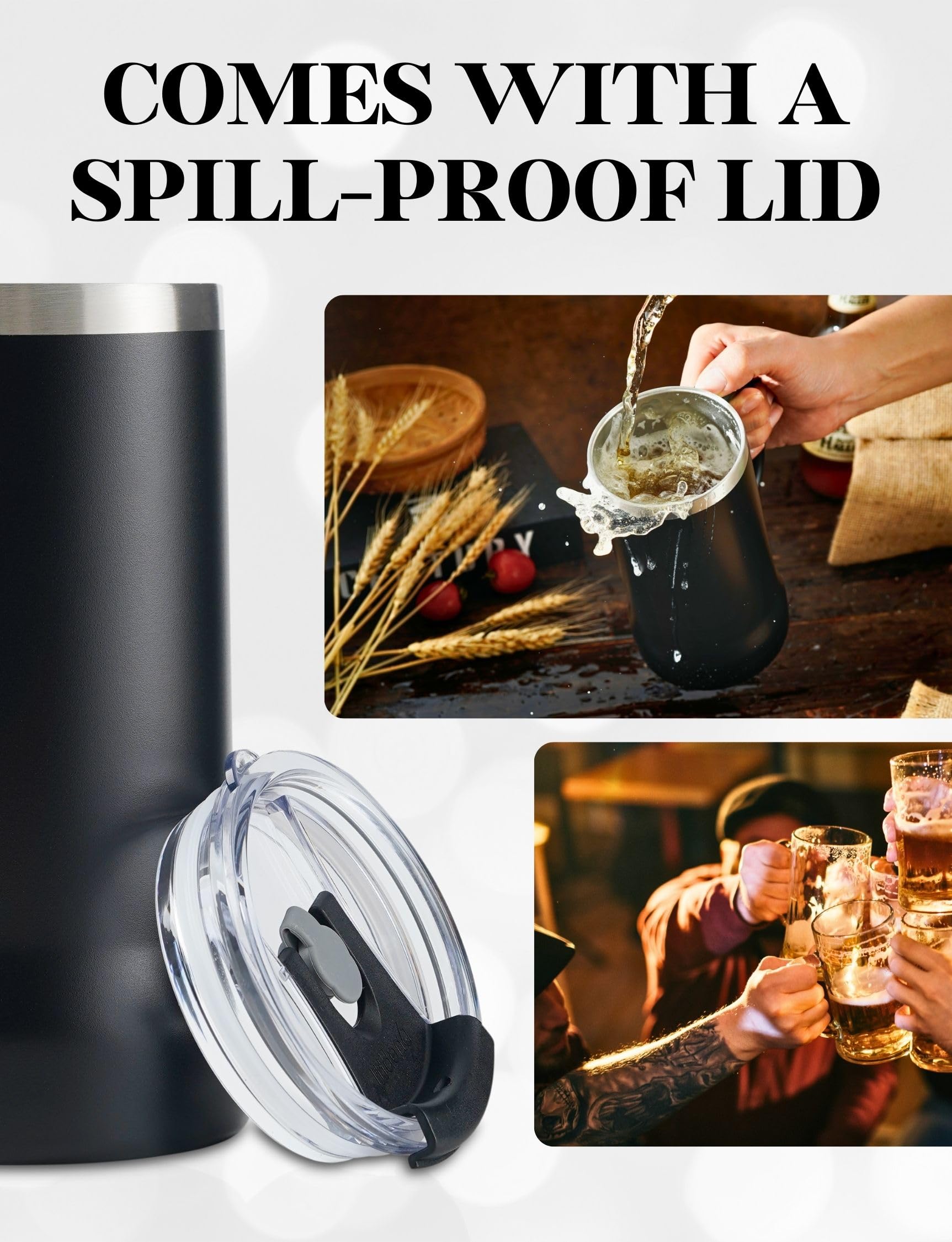 Onebttl Motorcycle Gifts for Men, Life Behind Bars, Stainless Steel Beer Stein Tumbler, 24oz Beer Mug with Lid