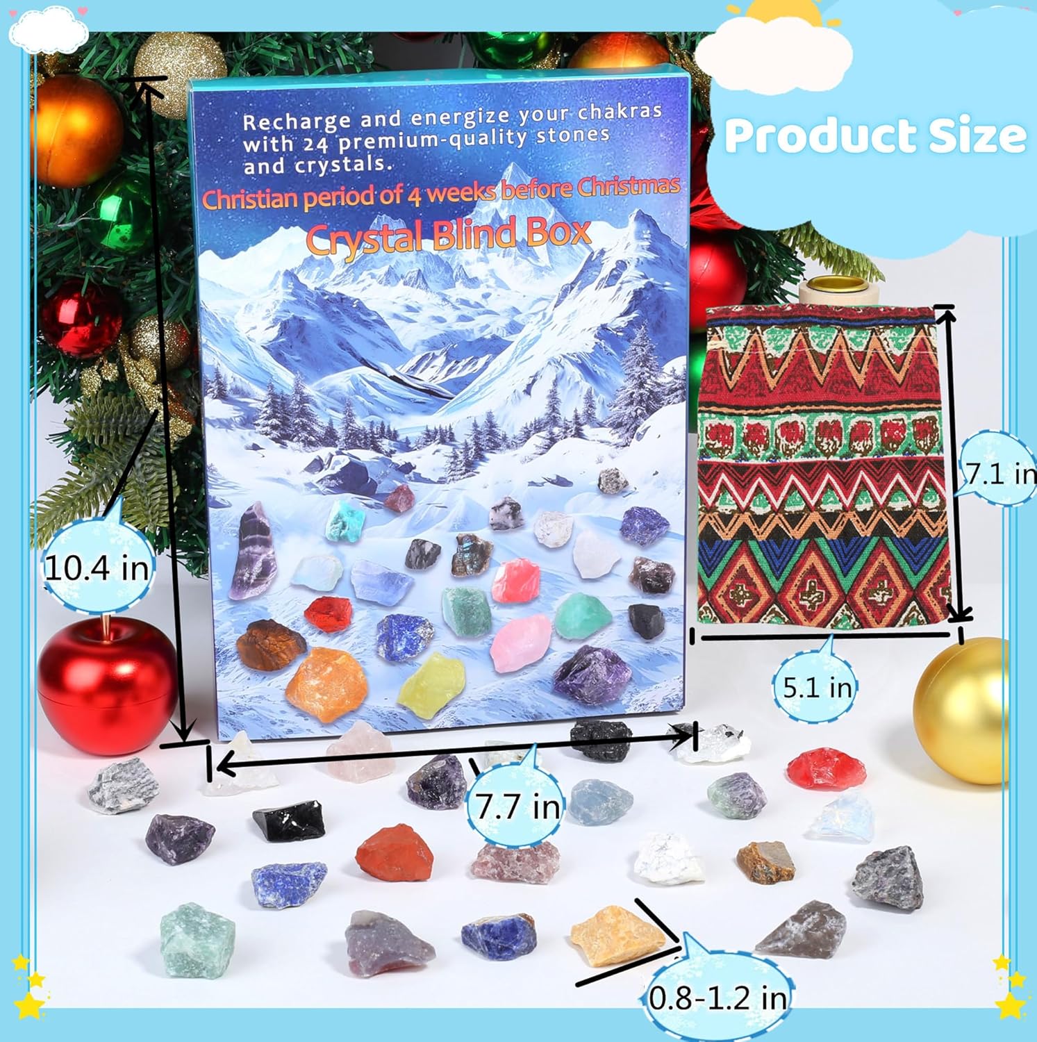 ZHIYUXI Crystal Advent Calendar 2025 - Rock Collection with 24 Gemstones for Christmas Countdown