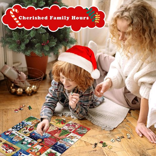 Lihome Advent Calendar Puzzle 2024 - 1008-Piece Christmas Countdown Jigsaw for Family Fun