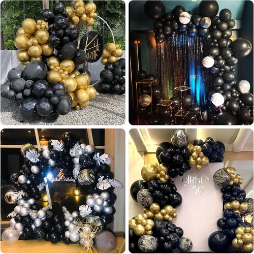 Labeol Halloween Balloons - 151PCS Black Latex Balloon Garland Kit | 18/12/10/5 Inch Sizes for Parties