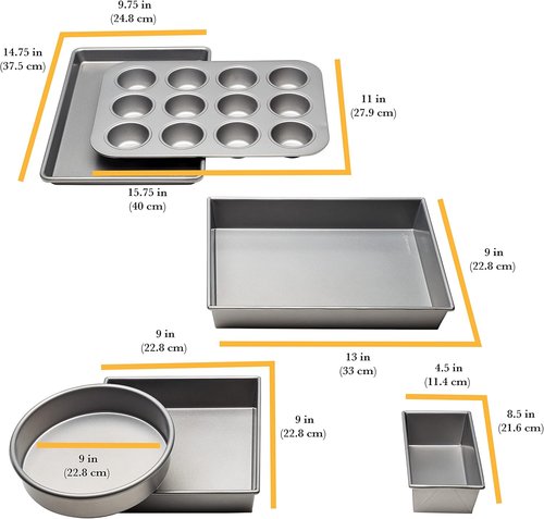 Chicago Metallic Bakeware Set - Non-Stick 6-Piece Collection in Silver for Effortless Baking