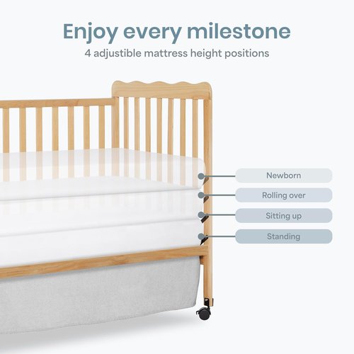 Dream On Me Carson Classic 3-in-1 Convertible Baby Crib - Natural Finish, 4 Mattress Heights, Toddler Bed Option