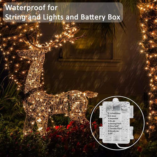 Beieverluck 100 LED Fairy Lights - 33FT Waterproof String Lights with Remote & Timer | Warm White, 16 Pack for Indoor & Outdoor Decor