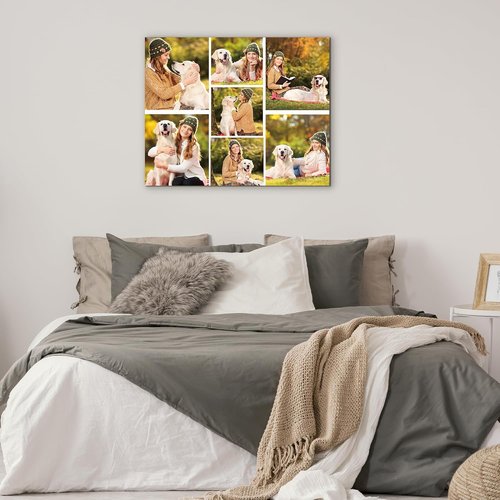 GagetElec Custom Canvas Prints - Personalized Photo Wall Art for Couples | Framed Horizontal (7 Photos)
