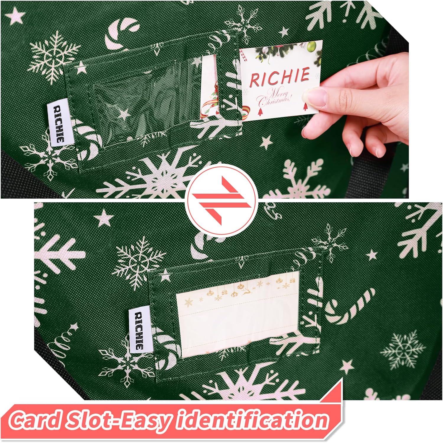Richie Christmas Tree Storage Bag - Durable 600D Oxford, Fits Up to 7.5 ft Trees | 3pc Set, Green