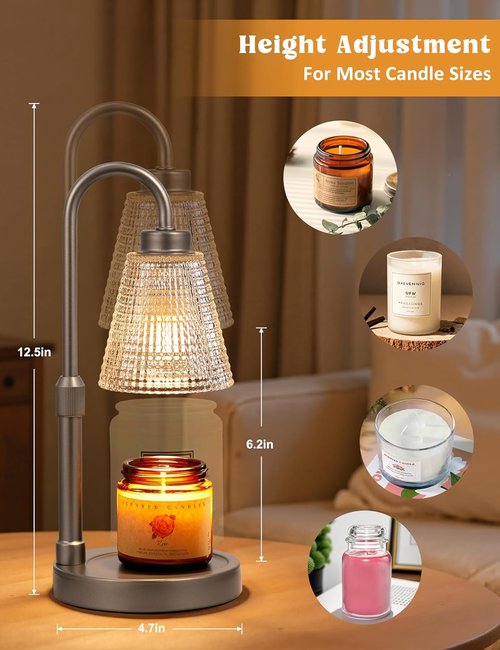Innqoo Candle Warmer Lamp - Gray Dimmable Design with Timer & Adjustable Height | Perfect Gift for Women & Home Decor