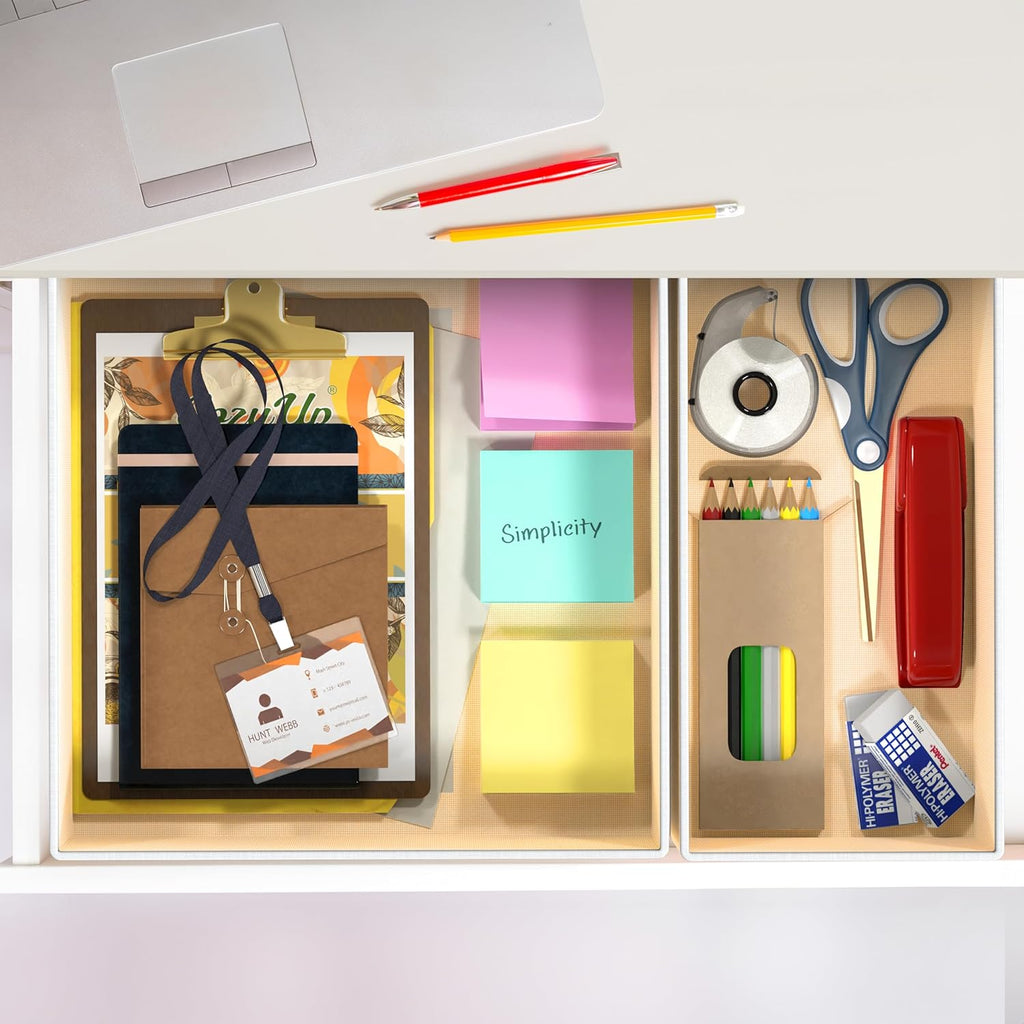 Simple Houseware Foldable Drawer Organizer Set - 12 Beige Fabric Storage Bins for Clothes & Accessories
