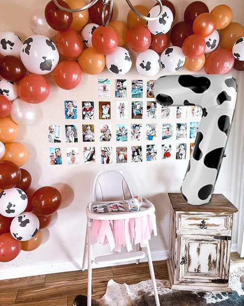 Cow Print Number Balloon | 40-Inch 0 Balloon for Farm-Themed Birthday Decorations