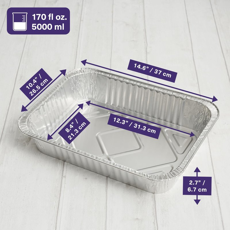 MATANA 25 Pack 10x14 Aluminum Pans, Lasagna Pan Disposable Baking Tin Foil Pan, Half Size Deep Steam Table Pan, Aluminum Tray, Great for Oven Roasting, Chafing, Heating, Serving Food, Parties