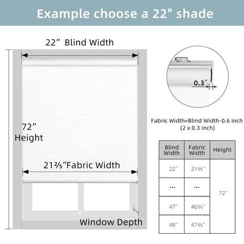 ChrisDowa Cordless 100% Blackout Roller Shade, with Striped Jacquard, Thermal Insulated, UV Protection Fabric, Total Blackout Blinds for Window, French Doors, Home and Office. White, 26" W x 72" H