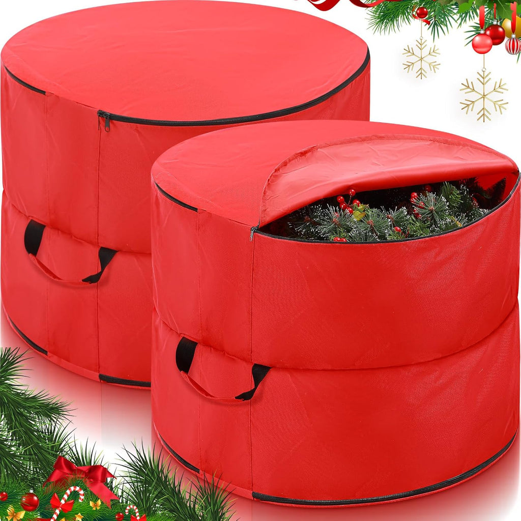 Regine Switzerland 26" Extra Large Double-Sided Christmas Wreath Storage Bag - Waterproof & Heavy Duty (2 Pcs)