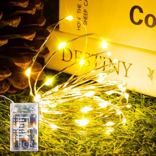Fairy Lights | Battery Operated 16FT Mini Twinkle Lights - 50 LED Warm White with 8 Modes & Auto Timer