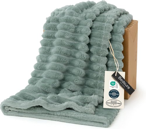 Bedsure GentleSoft Twin XL Blanket - Cozy Sage Green Fleece Throw for Couch, 66x90 Inches