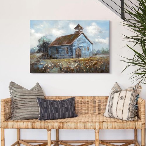 arttitue Farmhouse Barn Wall Art Painting: Canvas Rustic Farm Picture Hand Painted Country Landscape Print Decor Rural Scene Artwork for Nursery Living Room Bedroom