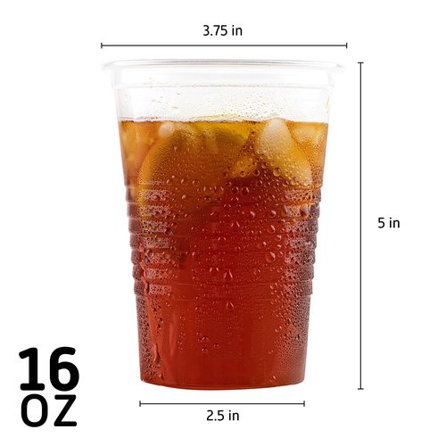 PLASTICPRO Plastic Disposable Drinkng Cps Durable Clear reusable (300, 16 Ounce)