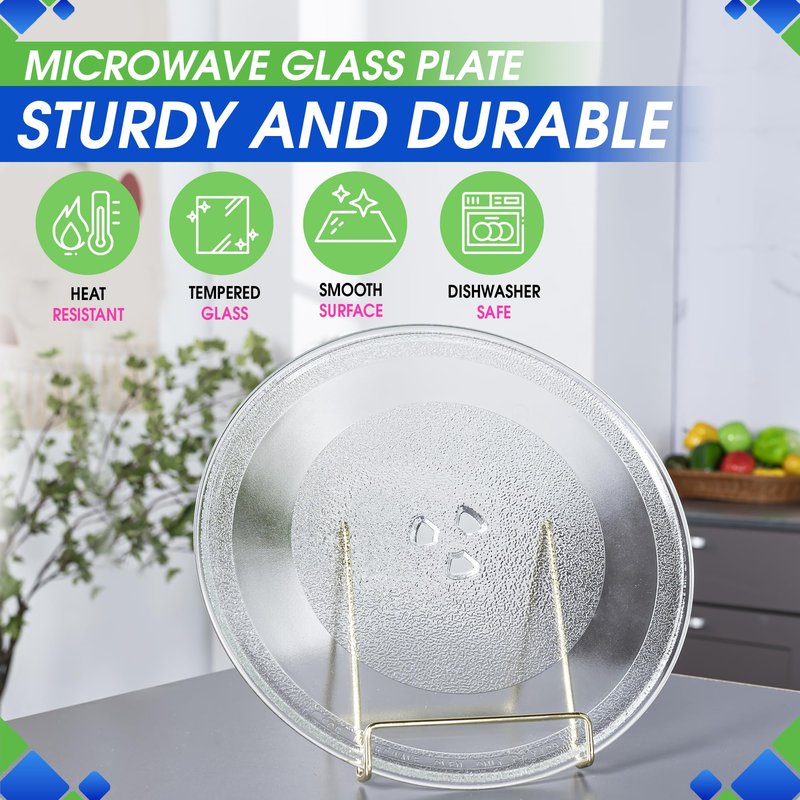 Small Microwave Plate Replacement 9.6 Inch Fits Microwave Glass Turntable From Many Brands - Perfect Fit Oven Microwave Plates Cooking Tray Replaces the Microwave Turntable Plate Round Dish 9 5/8”