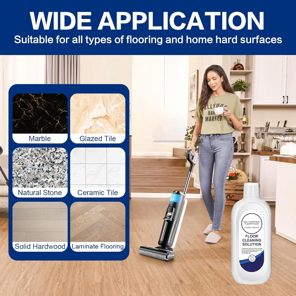 YHOVID Multi-Surface Floor Cleaning Solution - Compatible Refill for Tineco Vacuum Mop | 4 Bottles, Original Formula