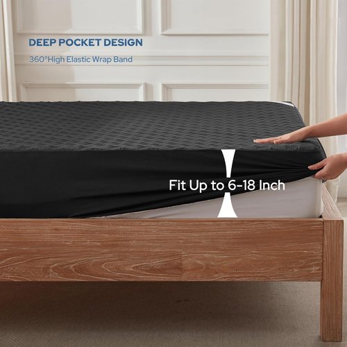BEDLORE Waterproof Mattress Protector - Soft, Breathable Twin XL Pad with Deep Pocket (Black)