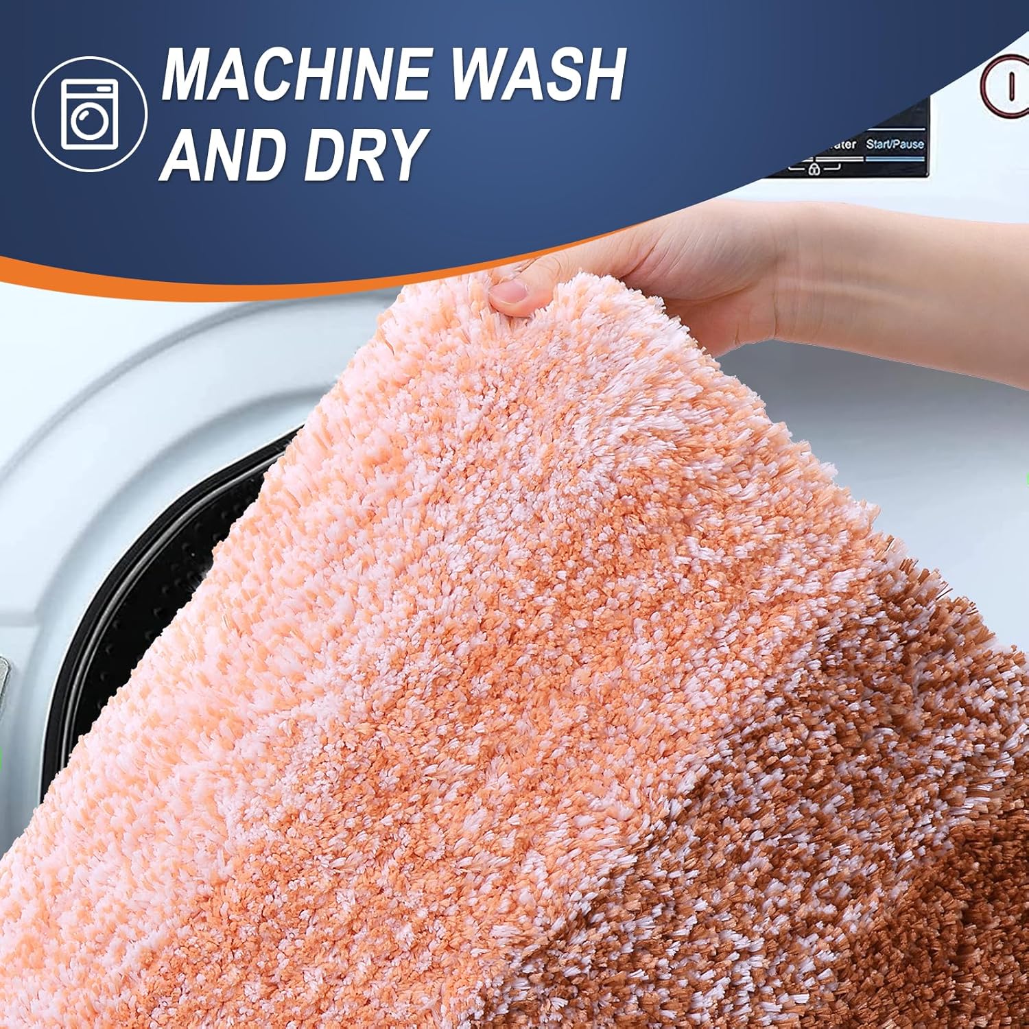 OLANLY Large Bathroom Rug Mat - Extra Soft Microfiber, Quick Dry & Machine Washable - 50x30, Orange