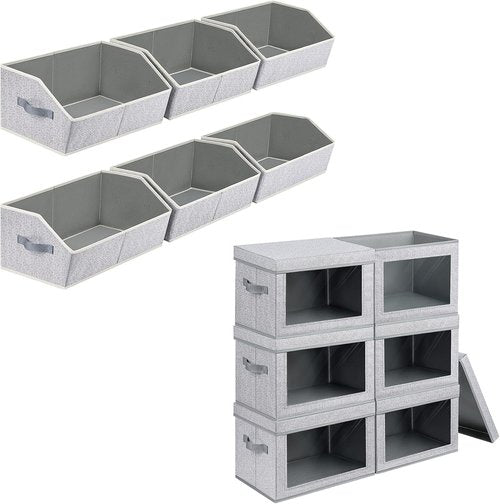 Homsorout Closet Organizers - 6 Large Fabric Storage Bins with Handles for Efficient Shelf Organization