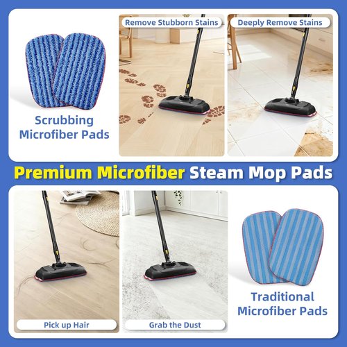 LOVECO Microfiber Mop Pads - 6 Pack Compatible with McCulloch Steam Cleaners | Reusable & Machine Washable
