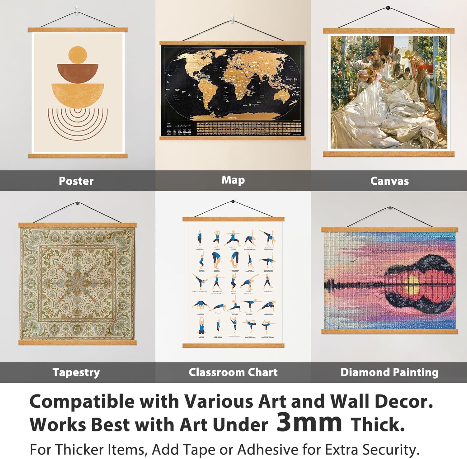 Skiennix Magnetic Poster Hanger Frame - Teak Wood Design for 20x30, 20x28, 20x20 Movie & Music Posters | Stylish Wall Art Display