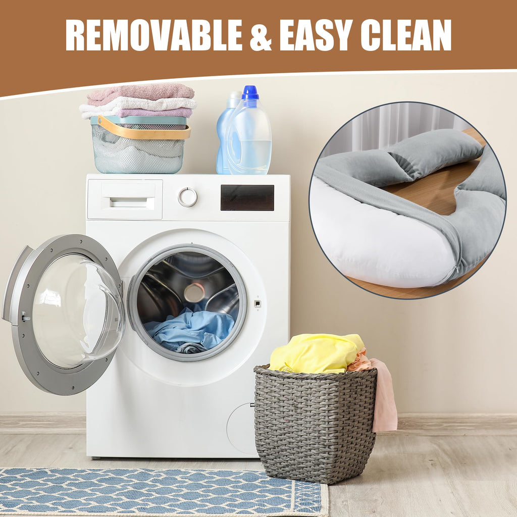 MABOZOO Bed Reading Pillow for Gaming, Gaming Pillow for Sitting with Arms in Bed, Sofa, Back Cushion Bedrest Cushion for Reading, Working, Playing (Grey)