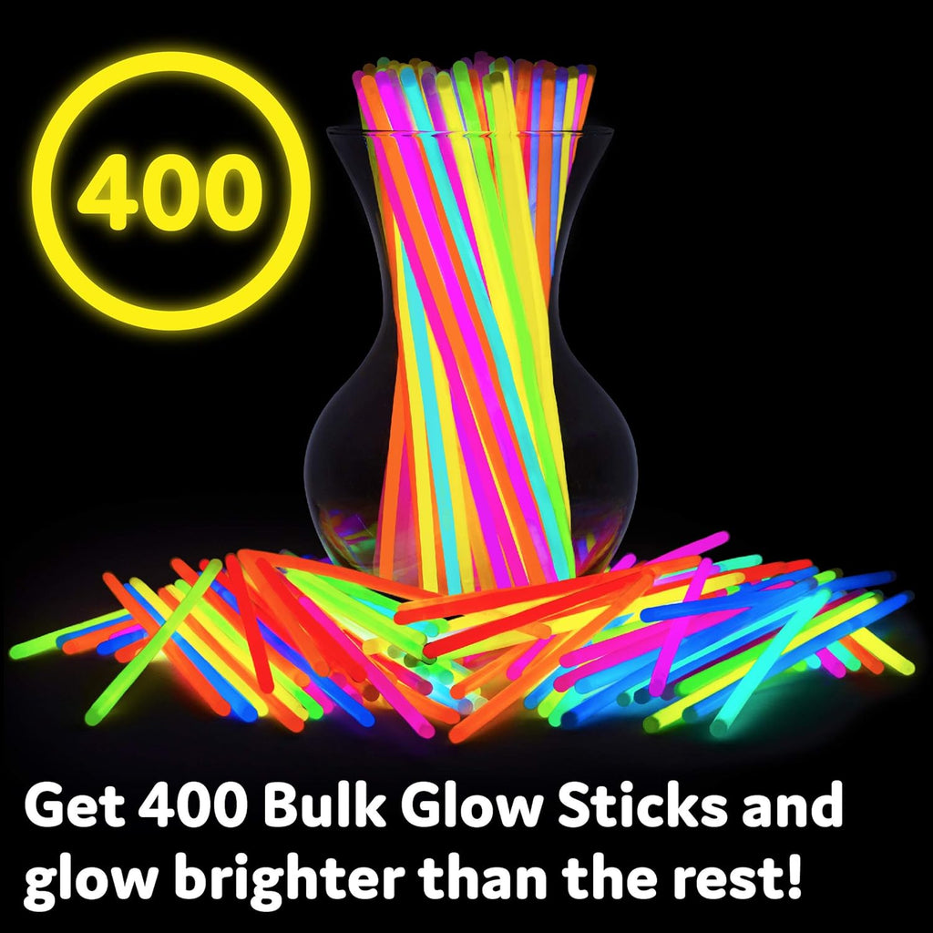 PartySticks Ultra Bright Glow Sticks - 400 Pack of 8" Glow in the Dark Party Favors & Decorations
