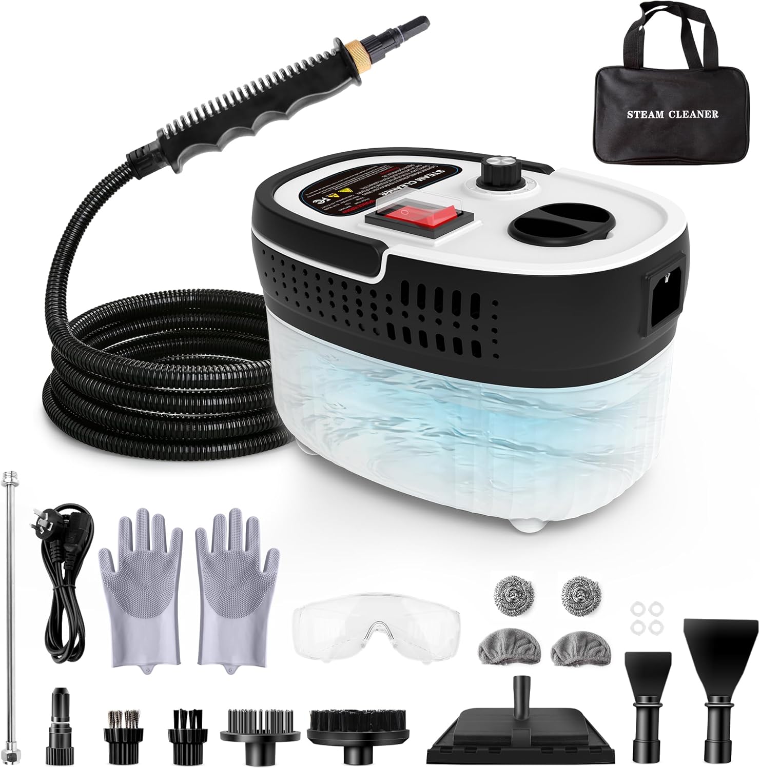 Skiennix Steam Cleaner - 2500W High Pressure Portable Steamer with 6-Level Adjustable Steam & 17-Pcs Kit