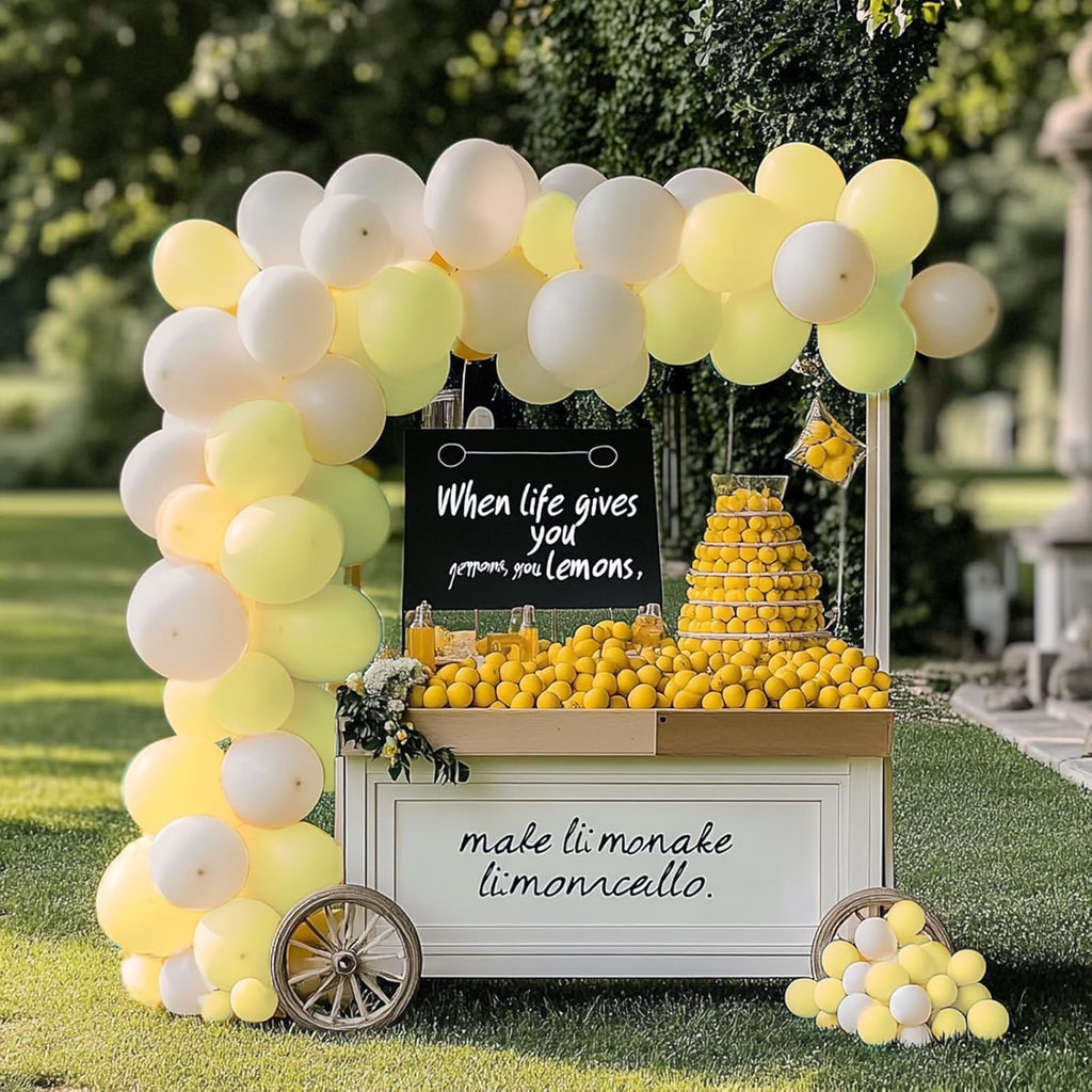 RUBFAC Pastel Yellow Balloons - 129pcs in Various Sizes for Birthday, Wedding, Baby Shower Decor