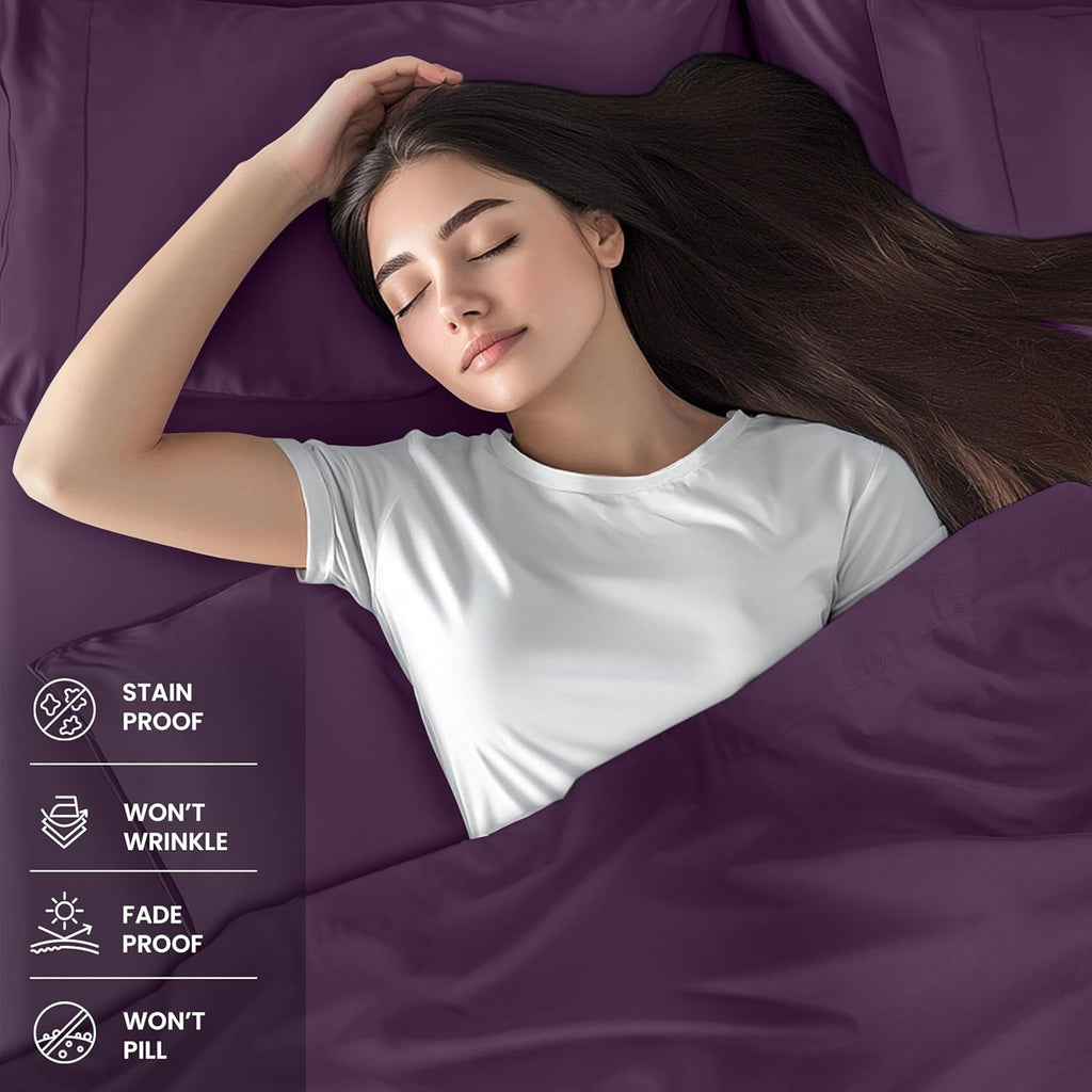 Utopia Bedding Full Sheet Set - Soft & Breathable 4-Piece Microfiber Bed Sheets for Full Size Bed | Dark Purple