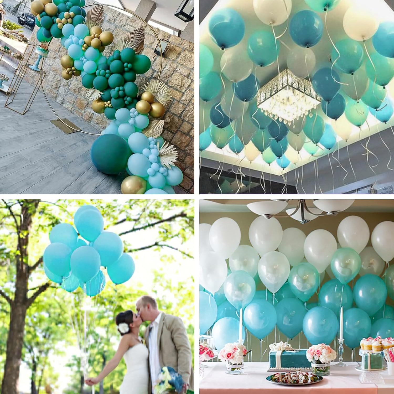 PartyWoo Teal Balloons - 100-Piece Pack in 5, 10, 12 Inch Sizes | Perfect for Baby Showers & Birthday Parties
